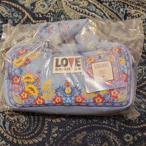 Brighton Bandana Love Mini Bag in Light Blue with Yellow & Red Floral Accents